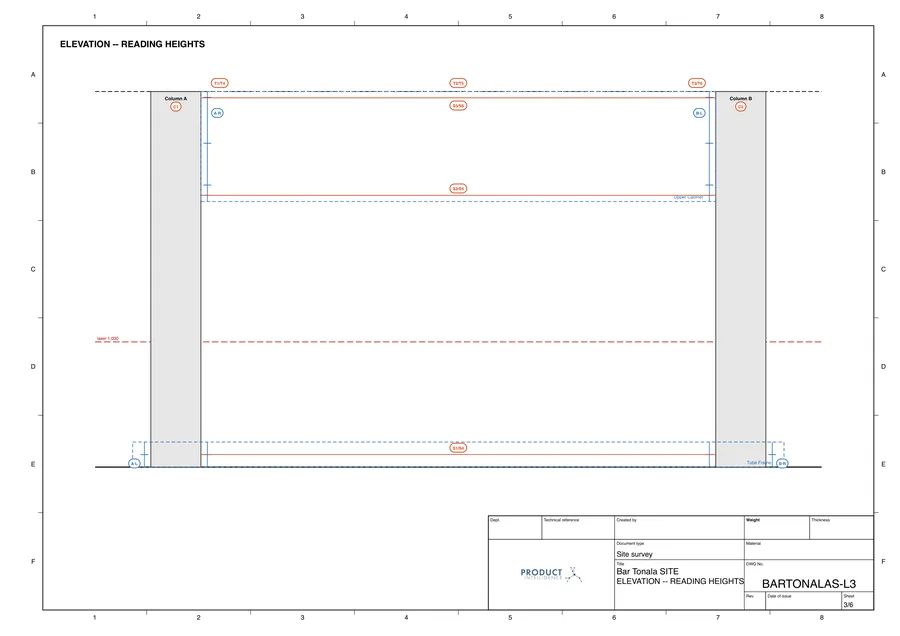 Live drawing: Survey, elevation · measuring heights