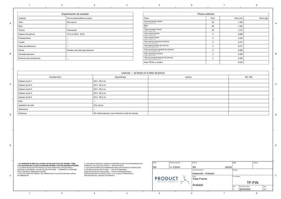 Plano real: Plano de acabado · TF-FIN